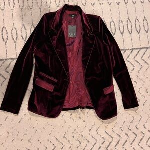Fate Women's Rich Velvet Blazer - Deep Burgundy